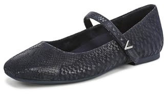 Vionic Frauen-Alameda Mary Jane Flat | Navy Blazer Snake mit Prägung | Verstellbarer Haken- und Schlauferiemen | VIO Motion Fußgewölbestütze | Gepolsterte Alltagsplatte | UK 6