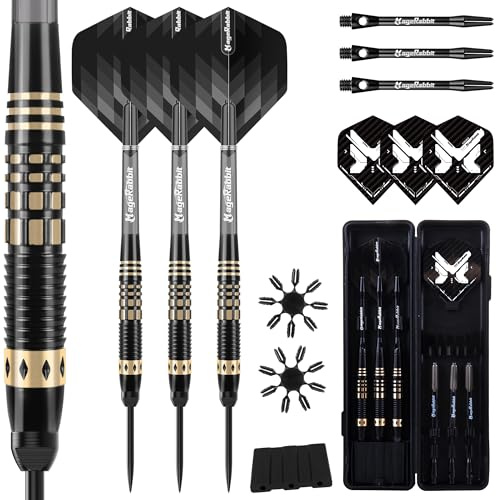 MageRabbit Dartpfeile mit Metallspitze 3pcs,Stahlspitzen-Dartpfeile-Set, 21g Steeldarts+ Aluminium Schaft mit Flights+Dart Zubehör,Stahlspitzen-Set,Hochwertige Dartgeschenke