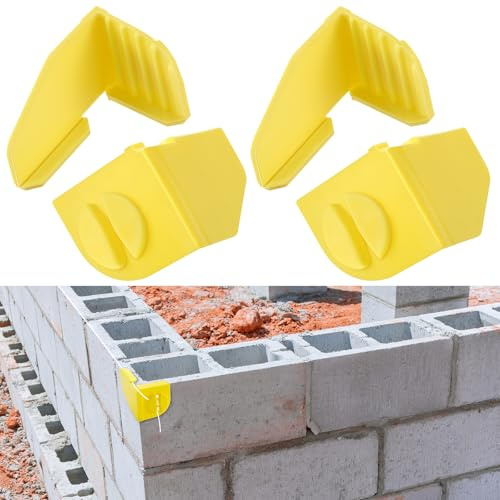 Weysat 2 Sets Builders Line Anchor Corner Brackets, Plastic Masonry Tools, Brick Laying Tools Pin The Line on The Corner Point of The Brick/Block, Yellow