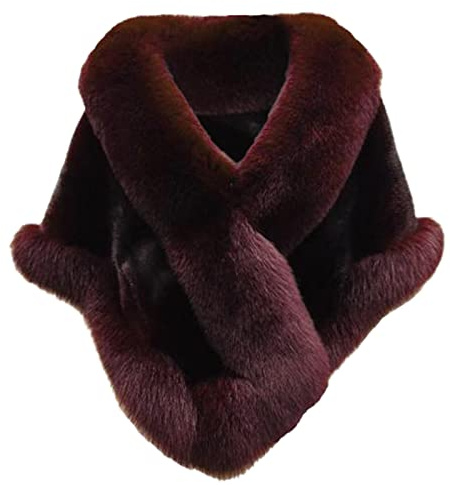 Générique Écharpe Châle en Fausse Fourrure pour Femme Boléro Manteau Chaud Poncho Châle Femme Hiver Boléro Fourrure Sur Robe de Soirée Mariée Demoiselle d'honneur Cérémonie Fête