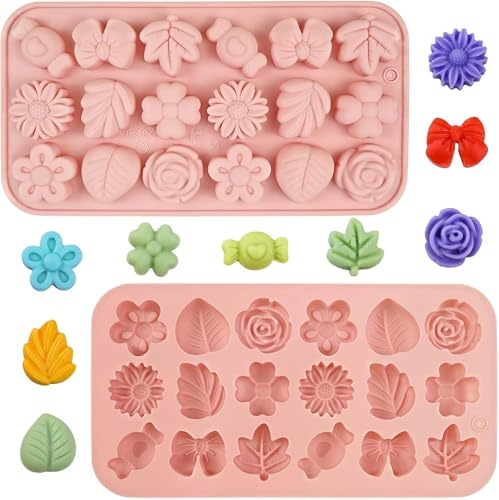 Stampi Per Cioccolato,Stampi in silicone per Caramelle,Formine Antiaderenti per Fare Gommose,Caramelle,Cioccolato e Piccoli Cubetti di Ghiaccio (rosa)