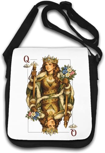 Regal Queen håller personal och blommor axelväska vit