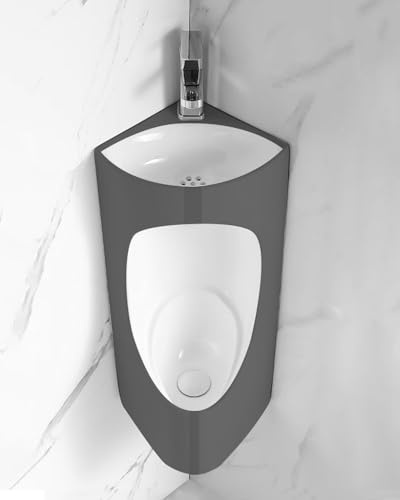 Väggmonterad urinoar med tvättställ och tub grå Ceic herrtoalett för Ga källare toalett lätt att rengöra platsbesparande design perfekt för små badrum
