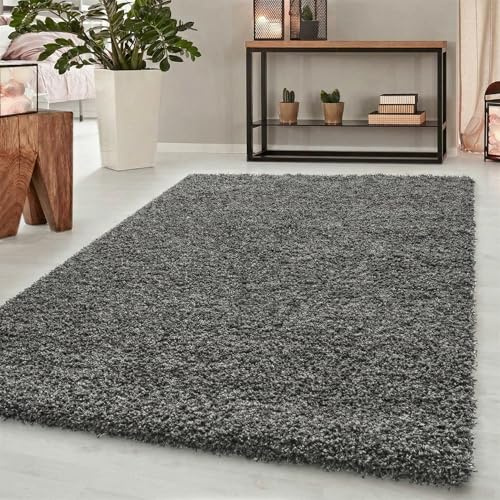 Abaseen Soft Thick Plain Shaggy Living Room Area Rug, Dark Grey, 80x150cm