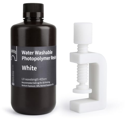 ELEGOO Wasser Waschbares 3D Drucker Resin, Water Washable UV Resin 405nm Photopolymer Harz für MSLA/DLP/LCD 3D Drucker Weiß 1000g