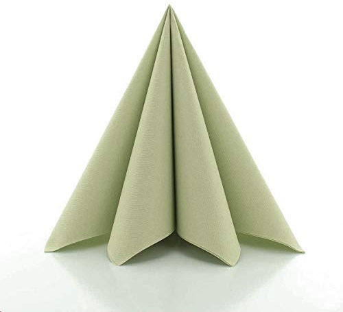 Mank GmbH Airlaid Servietten 40 x 40 cm Neutral perfekt für Gastronomie und Feiern stoffähnlich und saugstark 50 Stück (Oliv)