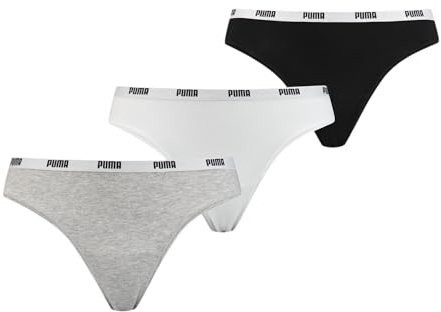 PUMA String 3P Pack Ropa interior, White/Grey/Black, XS para Mujer