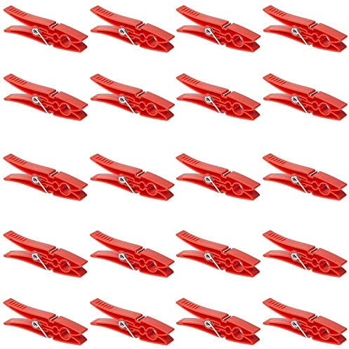 20 Wäscheklammern, Kunststoff, Wäscheleine, Socken, Handtücher, Farbe: Rot