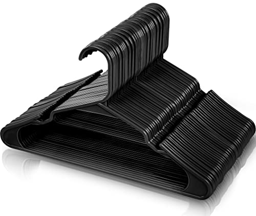 Utopia Home 50er-Pack Kunststoffbügel Platzsparende, langlebige Bügel mit Schulterrillen, schwarz