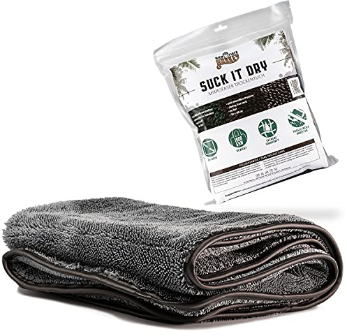 Microfiber Monkey - Suck it Dry – Panno asciutto in microfibra per auto grigio – Made in Germany – 50 x 80 cm, 1000 GSM – Panno asciutto per la cura dell'auto