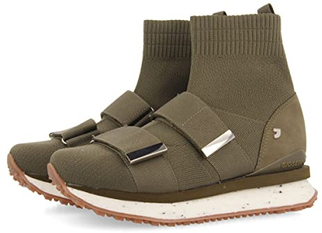 Sneakers Tipo calcetín Kaki con Correas Ajustables para Mujer elva