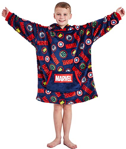 Boys Girls Marvel Oversized Fleece Hoodie Hoody Sweatshirt Hulk Hoodie (Marvel, One Size)