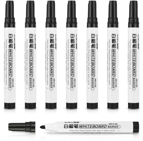 OFFCUP Whiteboard Marker, 8 Stücke Whiteboard Stifte, Trocken Abwischbare Marker Schwarz Folienstift Abwischbar für Whiteboard, Glas, Fenster, Flipchart, Magnettafel, Memoboard