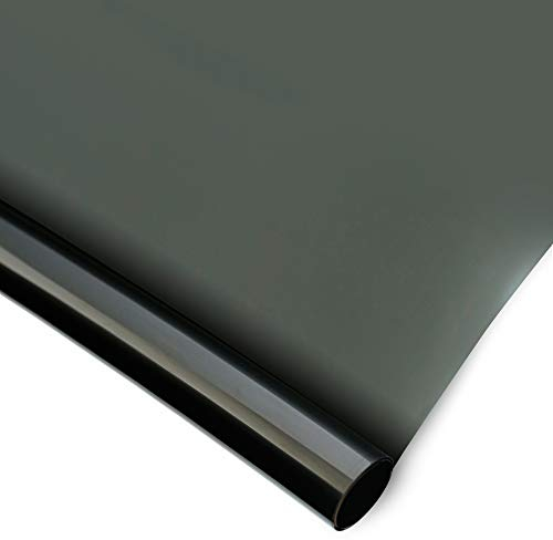 Homein Spiegelfolie Fenster Sichtschutz Sonnenschutzfolie Innen 44,5x200cm, Fensterfolie Sonnenschutz Hitzeschutz UV Schutzfolie außen, Hitzeschutzfolie Einseitig Blickdicht Wärmeschutzfolie Schwarz