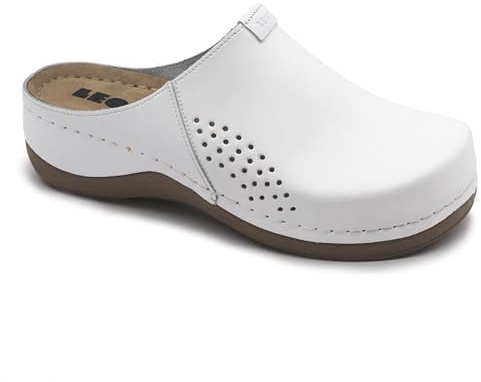 LEON 930 Zuecos Mules Zapatillas Zapatos, Mujer, Blanco, EU 39