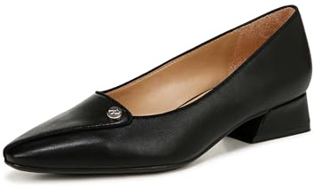 Naturalizer Womens Georgia Pointed Toe Low Block Heel Pump Black Smooth 8 M