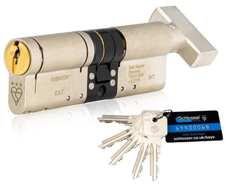 3 Star Kitemarked Thumb Turn Euro Cylinder Lock 50EX/45T (95mm) in Dual Finish, British Standard TS007 Anti-Snap Barrel Lock.