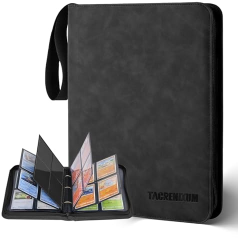 Album porta carte con 400 tasche e 50 custodie estraibili per raccoglitori Pokemon, raccoglitore per carte Yugioh, cartella MTG (nero, 4)