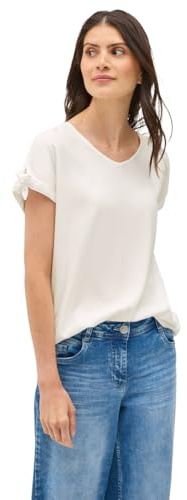 CECIL Damen 3412064 Blusenshirt mit Knoten, Vanilla White, XL