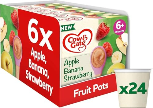 Cow & Gate Apple Strawberry & Banana Baby Food Pots, 6+ Months, 24x100g