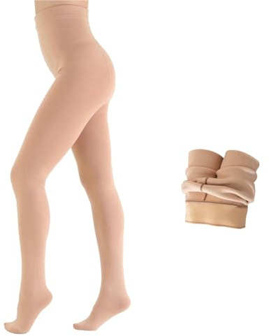 Mayoii Fleece Lined Tights Women – Thermal Tights Women Fleece Lined, 220g Thick Stretch Warm Winter Leggings, Slim Fit & Comfortable (UK, Alpha, S, M, Regular, Regular, Nude)