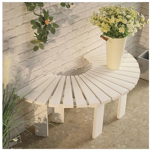 Genérico Banco De Árbol Envolvente Que Optimiza El Espacio. Asiento Semicircular De Madera For Jardín Y Piscina (Solo Incluye Bancos).(White)