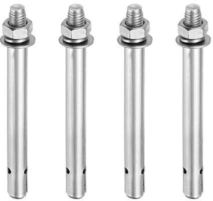 PATIKIL M8 x 100 mm expansionsplugg 4 stycken rostfritt stål utvändiga sexkantuttag expansionsskruv pluggfäste för betongvägg tegel