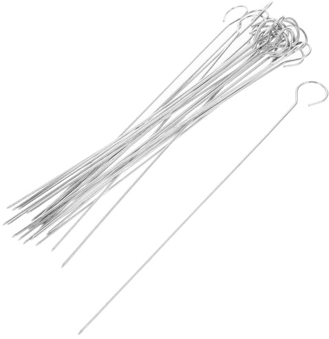 IWOWHERO 25 piezas Brochetas de Barbacoa Acero Inoxidable Pinchos para Parrilla Resistentes Reutilizables para Carne Camping y Hogar