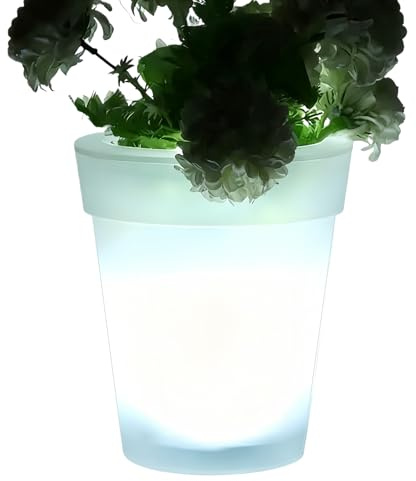Vaso Per Fiori LED - Vasi Impermeabili per Illuminazione da Giardino,Vaso Fiorito a Energia Solare,Ideale per Vialetti Giardini Esterni Casa Patio Regalo Compleanno o Casa Nuova