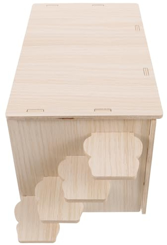 Tofficu Cachette en Bois Massif pour Hamster et Cobaye, Niche avec Plateforme et Porte Ouverte, Refuge Naturel pour Petits Animaux, Accessoire Décoratif pour Cage et Habitat Sécurisé