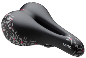 Terry Bike Saddle Womens Cite X Gel Saddle, Bicycle Seat for Women, Wide Comfortable Shock-Absorbing Gel Bike Seat with Center Cutaway - Chain Blossom Pink