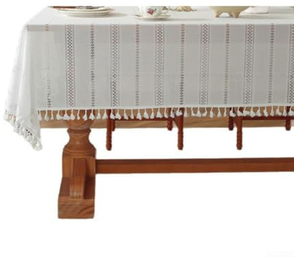Mantel vintage de encaje de ganchillo, tapete rectangular de algodón para decoración de mesa de comedor, 140 x 100 cm a 140 x 220 cm, blanco (B140 x 100 cm)