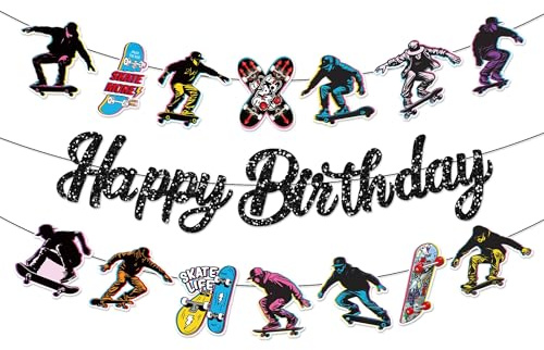 banderola de patineta para cumpleaños guirnalda rotulada decorativa