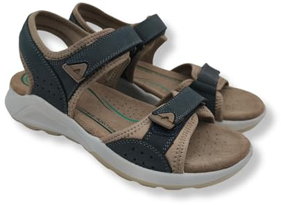 Fly Dinamic Confortevole Sandalo Donna in Pelle Trekking, Scarpe Estive Aperte per Camminare, Comodi Sandali Montagna (Blu, Sistema Taglie Calzature EU, Adulto, Donna, Numero, Media, 40)