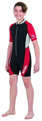 SEAC Ciao, Muta Corta, Neoprene 2.5 mm per Snorkeling, Subacquea e altre Attività in Acqua Unisex Bambini, Nero/Rosso, 13 Anni