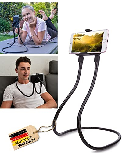 FLEXD-X Smartphone Halterung - Handy Stativ flexibel - Schwanenhals Handyhalterung Bett - Handy Halterung Tisch, Handyhalterung Nacken mit Polster- Handyhalterung iPhone - Universal