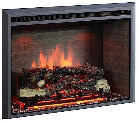 BALDERIA Calida 30 | Chimenea eléctrica de Pared, empotrable | Efecto de Llama 3D | Calentador, Calefacción 1000/2000W | con Sonido crepitante | Mando a Distancia y termostato | Negro