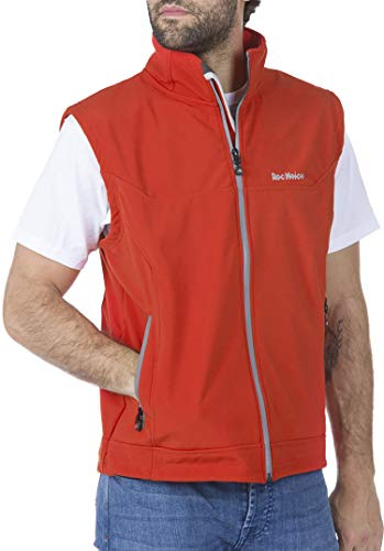 Roc Neige Chaleco Softshell Liso con Cierre de Cremallera y Bolsillos Laterales. Impermeable, Cortavientos, Alta Capacidad Termica. Rojo XL