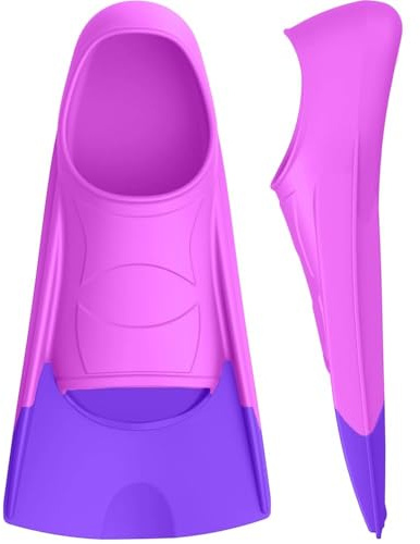 Gintenco Swim Fins, Kids Swim Training Fins for Lap Swimming, Travel Size Flippers with Mesh Bag, Silicone Swimming Fins for Kids Teens Adults Women Men