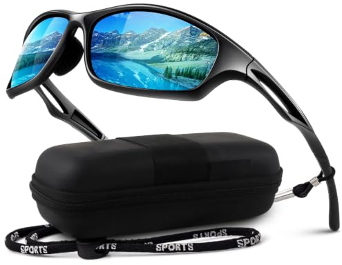 LINVO solglasögon män polariserade speglade TR90 sportglasögon bilkörning fiske cykelglasögon med 100 % UV400 skydd Cat 3 CE