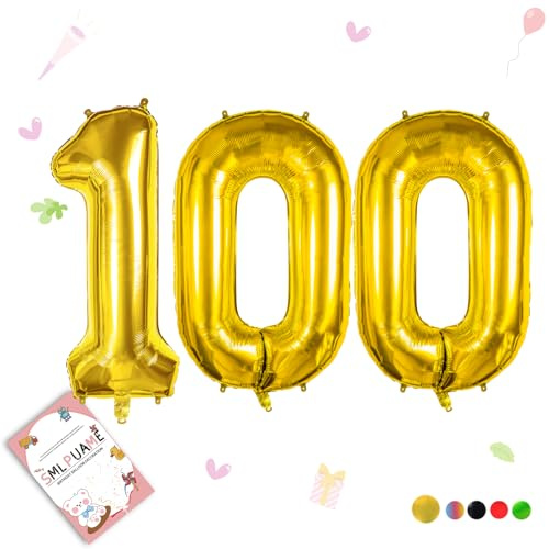Smlpuame Compleanno Palloncino Numero 102 cm 0-9 Palloncini Oro Grande Numero 100, Palloncini Digitali per Forniture per Decorazioni Feste di Compleanno
