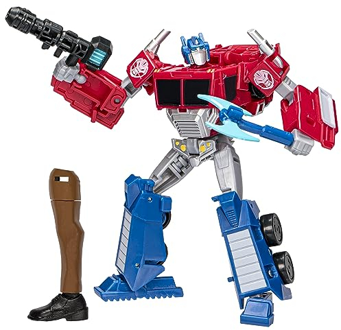 Transformers Spielzeug EarthSpark Deluxe-Klasse Optimus Prime Action-Figur (12,5 cm), Roboterspielzeug für Kinder ab 6