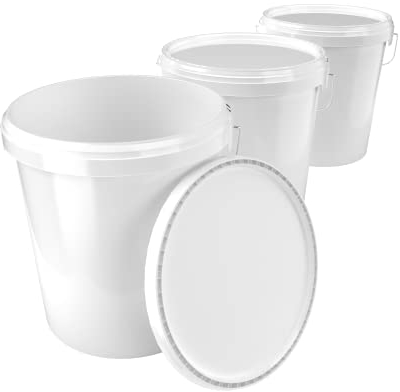 Cubo con Tapa 16 litros - Seguro para Alimentos hermético y Estable, Cubo vacío con asa y Cierre Tapa de Material PP para química alimentaria Pintura Mural detergente en Polvo Adhesivos