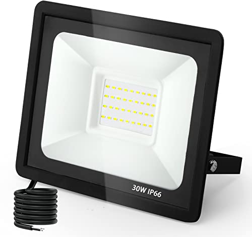 Foco LED Exterior 30W, toobettp 3000LM Focos Led 6500K Luz Blanca Fría, IP66 Impermeable Aplique Pared para Garaje Jardín Patio Parque