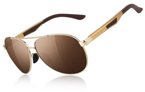 CGID Gafas de Sol Hombre Mujer Polarizadas Pilot 100% Protección UV400 Marco de Al-Mg Metal