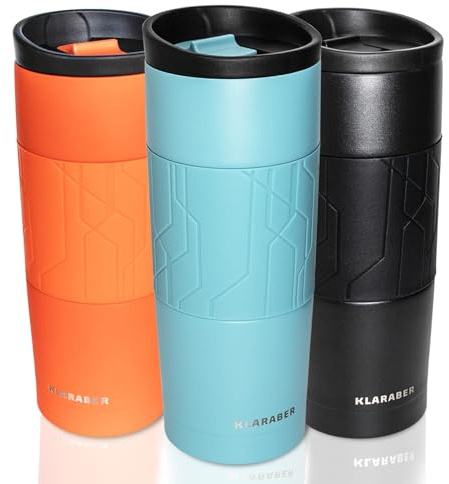 Coffee Cup Travel Mug, Insulated Travel Coffee Cup, Reusable Coffee Cups, Double Wall Stainless Steel Travel Mug for Hot & Cold Drinks, 480ml / 16oz (Blue)