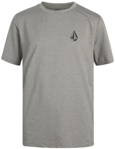 Volcom Boys Swim Shirt - Short Sleeve Rash Guard for Boys UPF 50+ Quick Dry Kids Swimwear Sun Protection Shirt for Summer, Size 10-12, Heather Grey