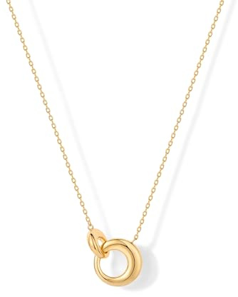 PAVOI 14K Yellow Gold Plated Dainty Interlock Pendant Necklace for Women | Circle Link Pendant Necklaces