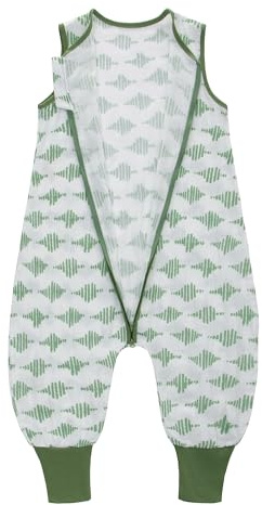 LAT Baby Summer Sleeping Sack with Feet 0.5 Tog, 100% Cotton Muslin Baby Sleeping bag with Legs Sleeveless Toddler Sleep Sack Wearable Blankets for Boy Girl(Green Stripes,1 Pack,L/90(2-4T))