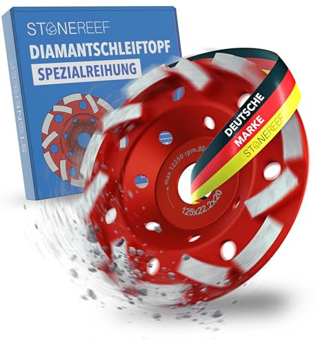 Ponceuse à béton [125 x 22,2 x 20] Fraise à béton, plateau de ponçage 125 mm, ponceuse à chape, disque abrasif pour le travail du béton, meule diamantée pour aspiration, fraiseuse de rénovation, meule